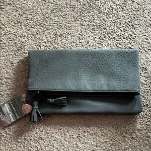 NWT Elegant Gray Embossed Clutch Make Up Bag